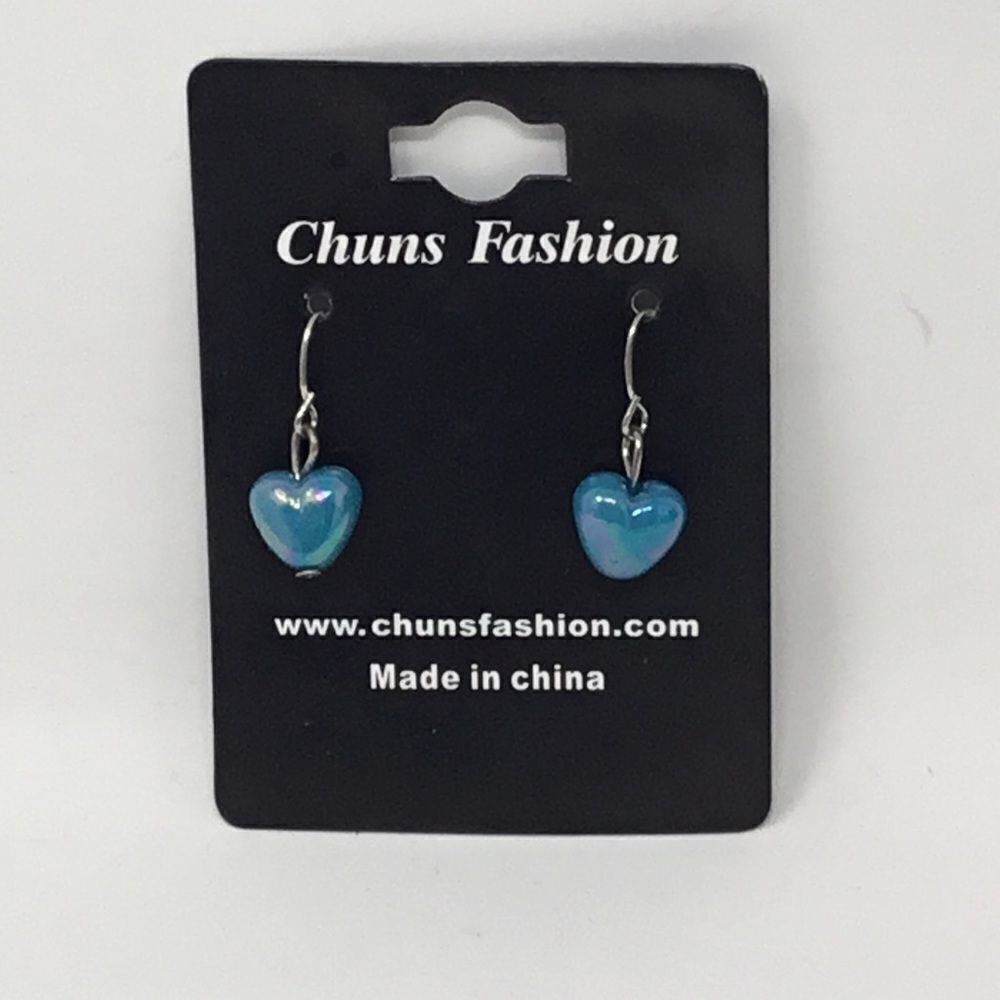 Turquoise Heart Pendant Dangle Earrings (H15)